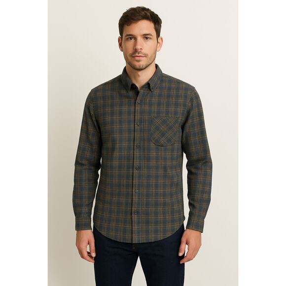 Ben Sherman Men's L Blue Plaid Long Sleeve Cotton Button Down Shirt - Picture 1 of 9